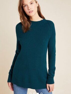 by Anthropologie Welford Tunic mock neck Pullover Sweater in Pine Green Small